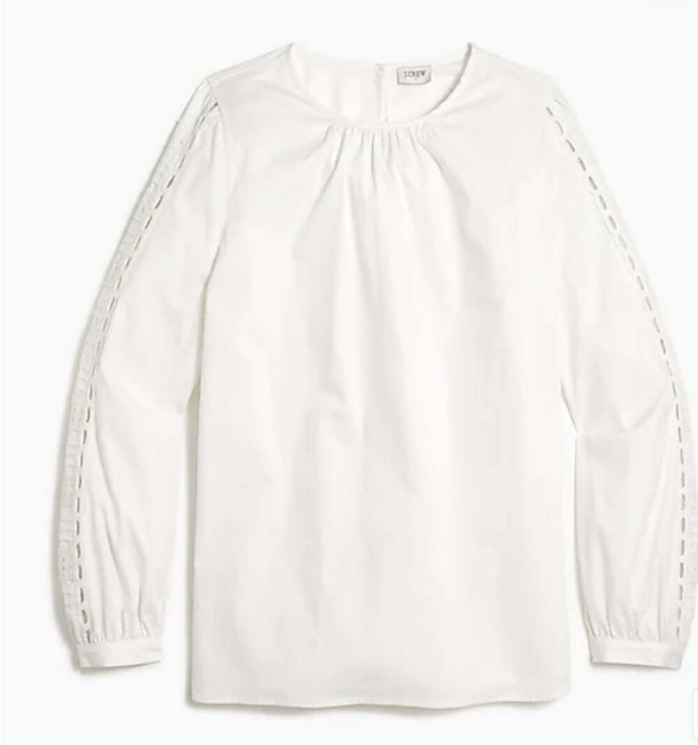 J.CREW Cotton poplin puff-sleeve top with eyelet Item // XS